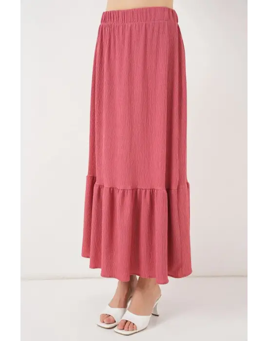 1886 Uzun Örme Etek - Gül Kurusu