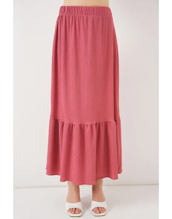 1886 Uzun Örme Etek - Gül Kurusu