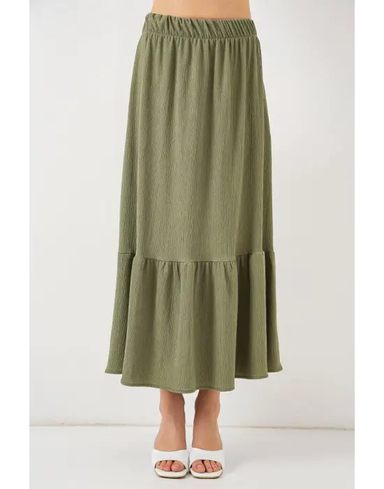 1886 Uzun Örme Etek - Haki