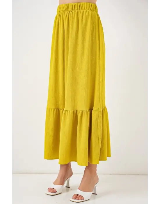 1886 Uzun Örme Etek - Hardal