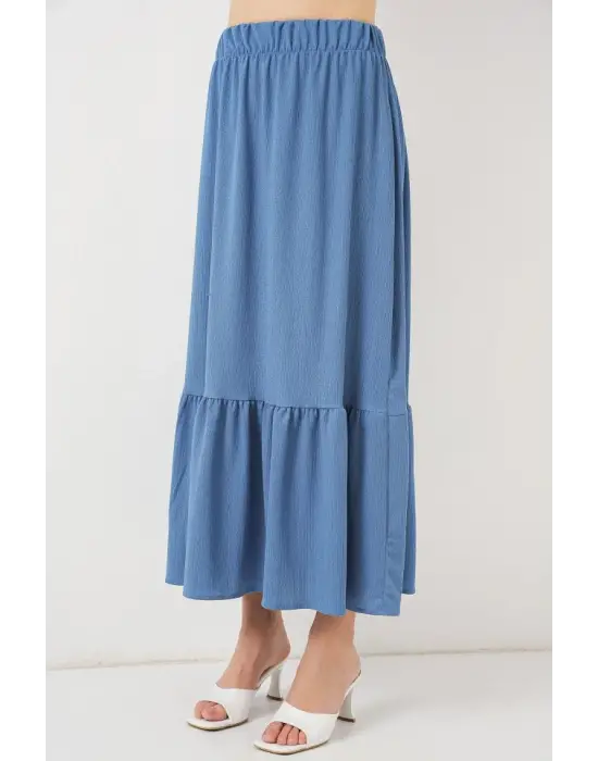 1886 Uzun Örme Etek - İndigo