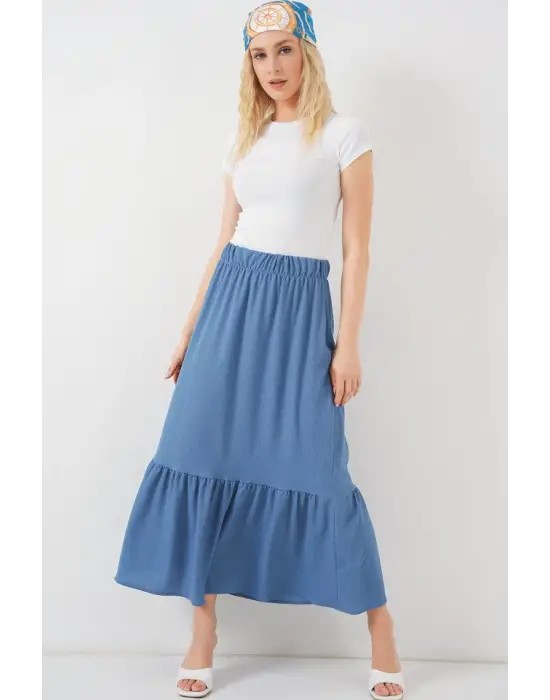 1886 Uzun Örme Etek - İndigo