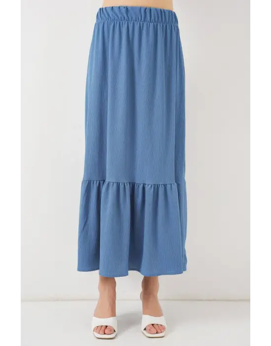 1886 Uzun Örme Etek - İndigo