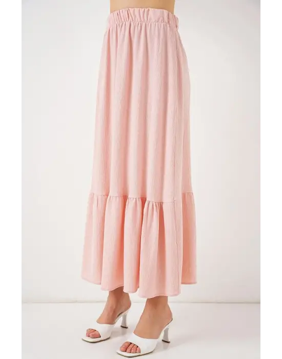 1886 Uzun Örme Etek - Pudra