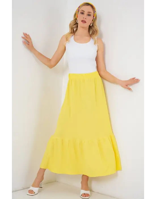 1886 Uzun Örme Etek - Sarı