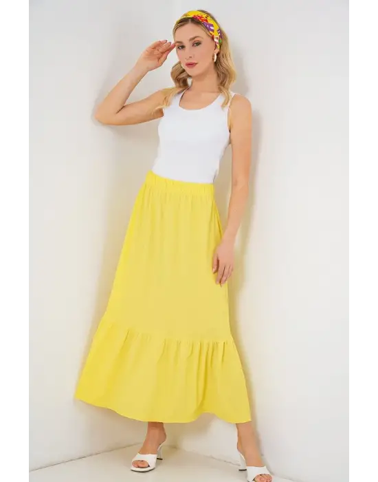 1886 Uzun Örme Etek - Sarı