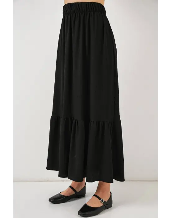 1886 Uzun Örme Etek - Siyah