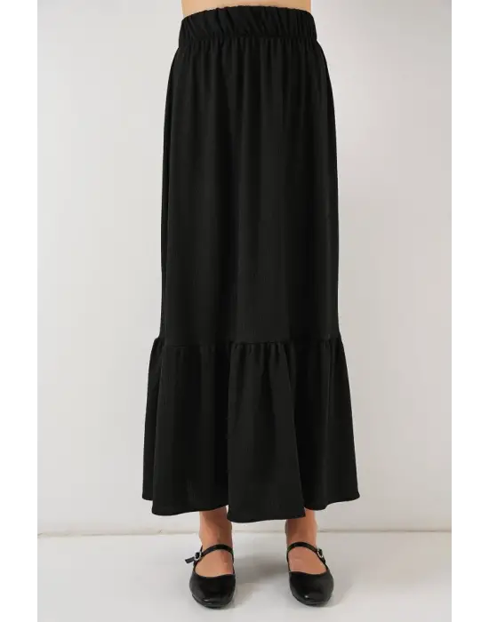 1886 Uzun Örme Etek - Siyah