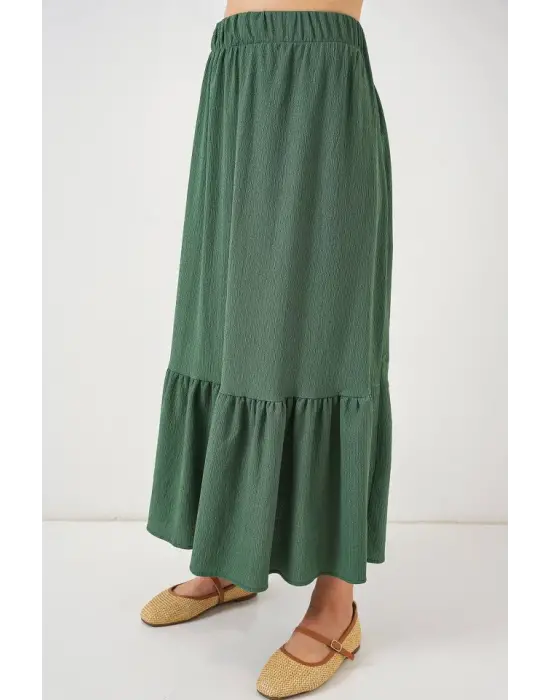 1886 Uzun Örme Etek - Zümrüt Yeşili