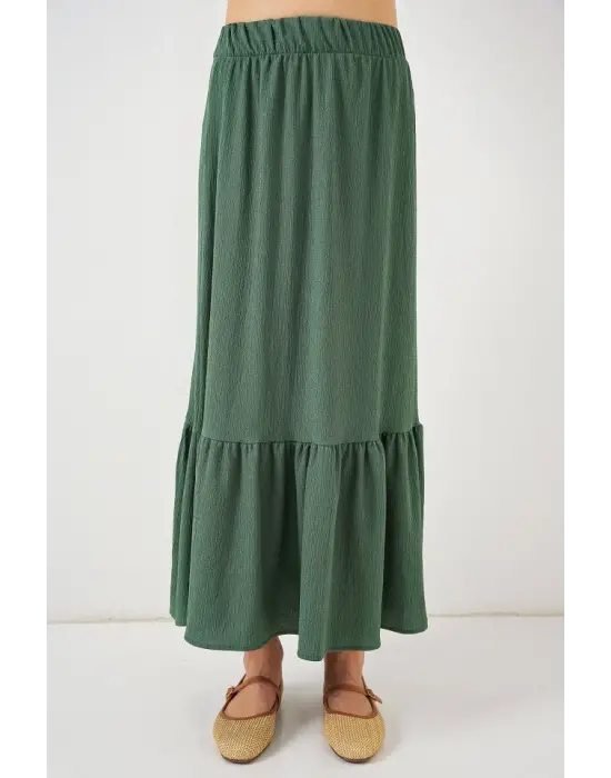 1886 Uzun Örme Etek - Zümrüt Yeşili