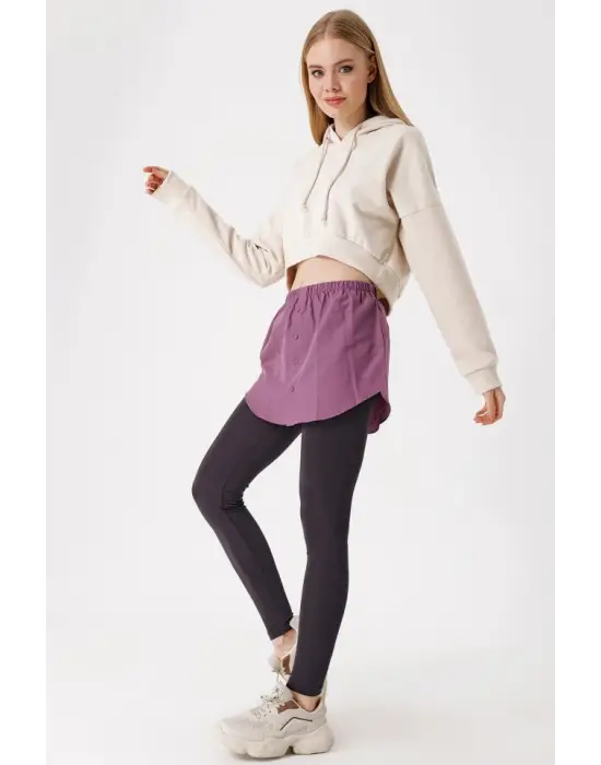 1888 Sweatshirt Ve Kazak Altı Gömlek Etek - Koyu Lila