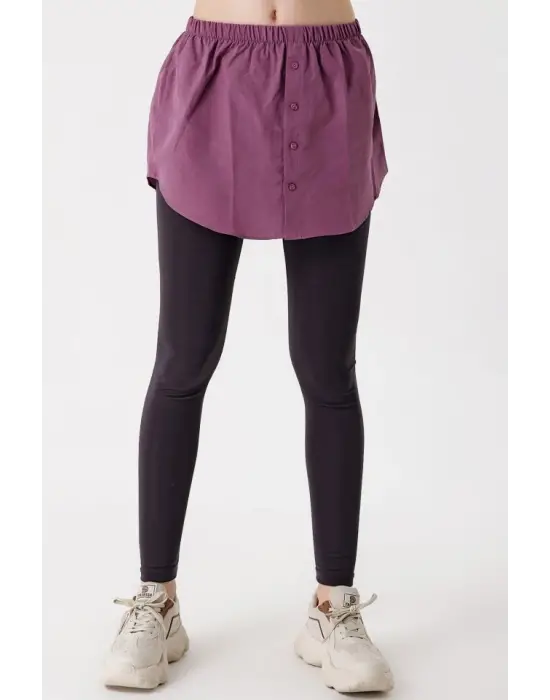 1888 Sweatshirt Ve Kazak Altı Gömlek Etek - Koyu Lila