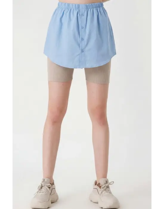 1888 Sweatshirt Ve Kazak Altı Gömlek Etek - Mavi