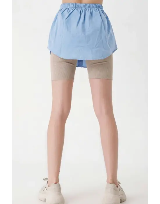 1888 Sweatshirt Ve Kazak Altı Gömlek Etek - Mavi