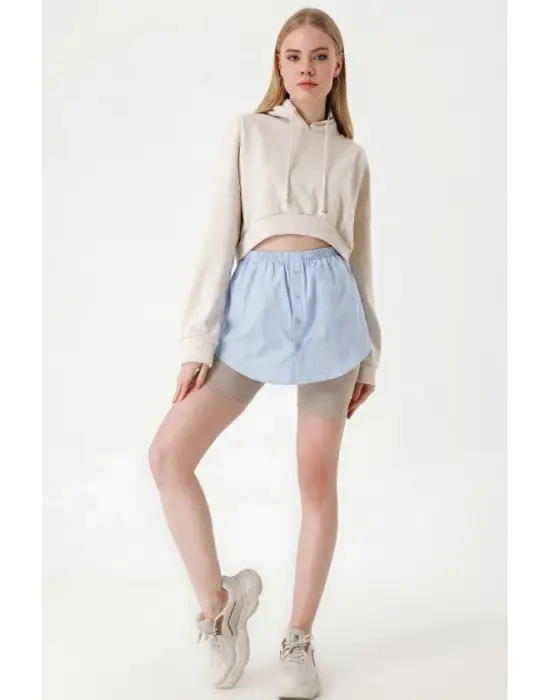 1888 Sweatshirt Ve Kazak Altı Gömlek Etek - Mavi