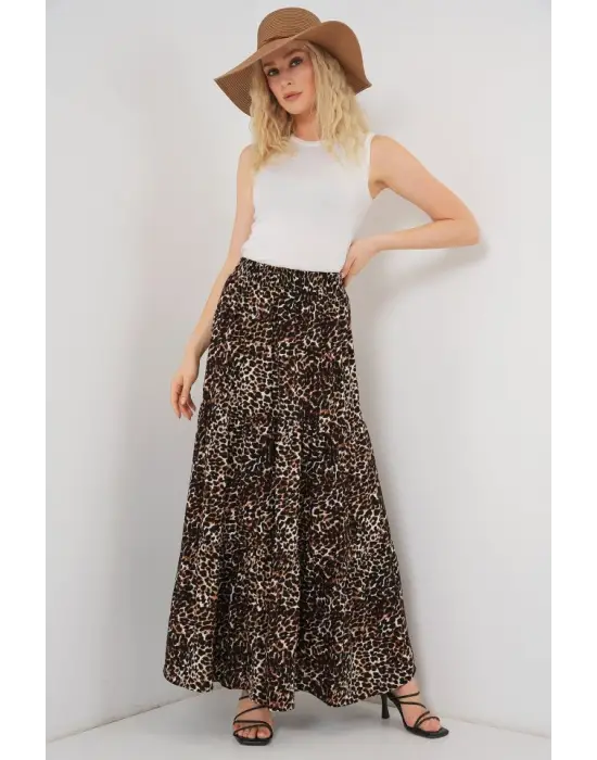 Etnik Desenli Uzun Etek