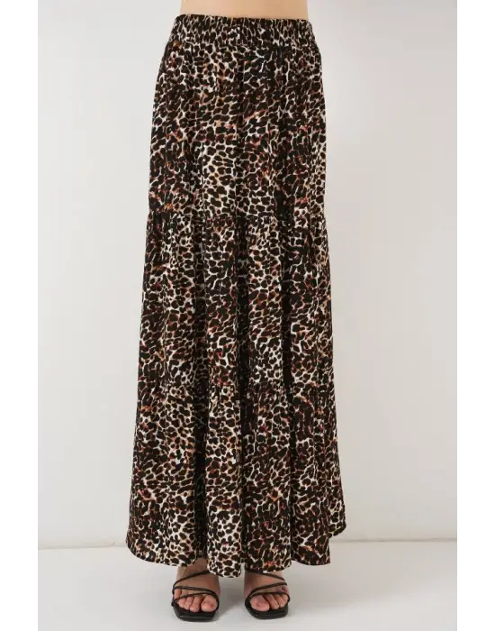 1898 Desenli Uzun Etek - C. Kahverengi