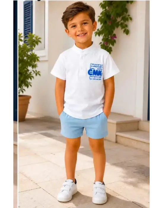 2/10 Yaş Keten Tişört Denim Şort Çocuk Takımı