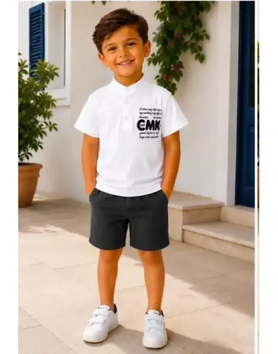 2/10 Yaş Keten Tişört Denim Şort Çocuk Takımı