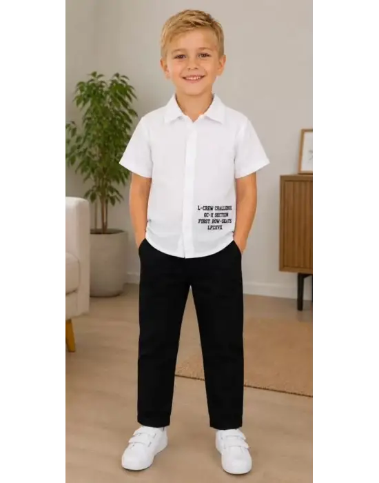 2/10 Yaş Müslin Gömlek Denim Pantolon Çocuk Takımı