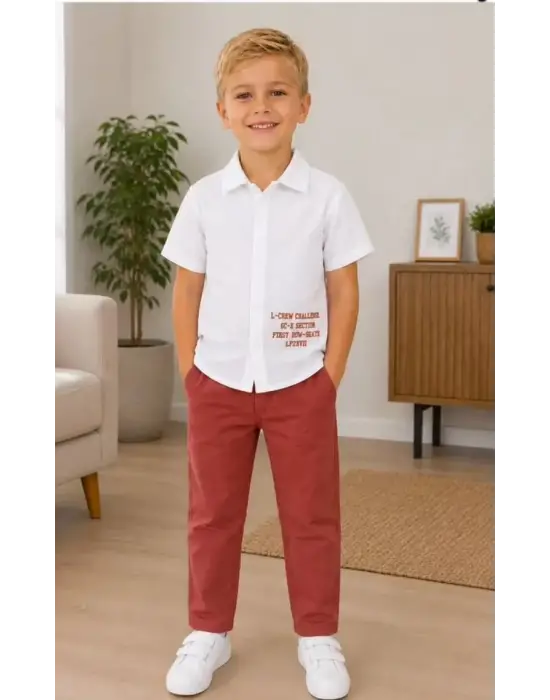 2/10 Yaş Müslin Gömlek Denim Pantolon Çocuk Takımı