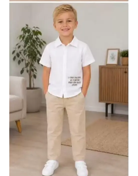 2/10 Yaş Müslin Gömlek Denim Pantolon Çocuk Takımı
