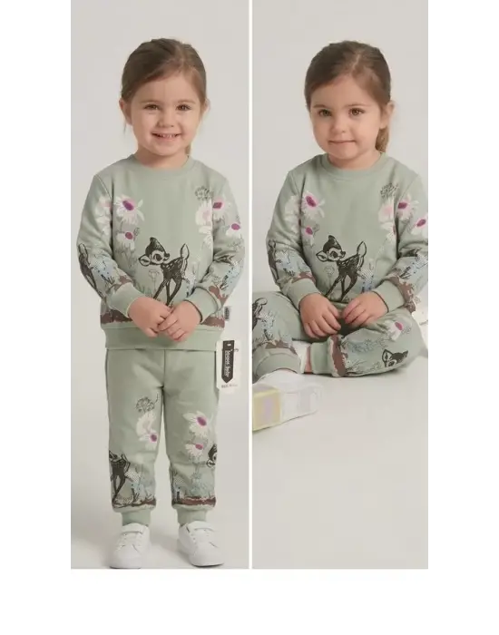 2-3-4-5 Yaş Ceylan Baskılı Penye Çocuk Takımı