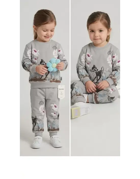 2-3-4-5 Yaş Ceylan Baskılı Penye Çocuk Takımı