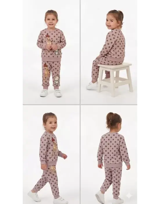 2-3-4-5 Yaş Ceylan Baskılı Penye Çocuk Takımı