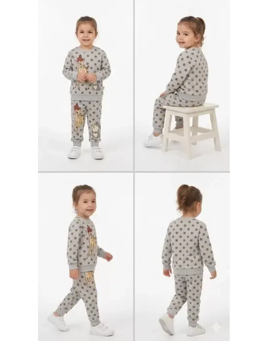 2-3-4-5 Yaş Ceylan Baskılı Penye Çocuk Takımı