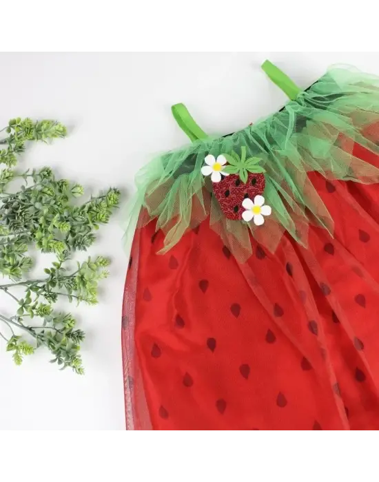 Eğlenceli Çilek Kostüm Kız Çocuk Elbise