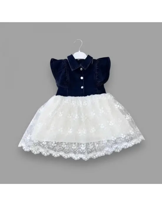 Göz Alıcı Kız Çocuk Elbisesi Lacivert