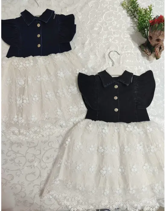 Göz Alıcı Kız Çocuk Elbisesi Lacivert