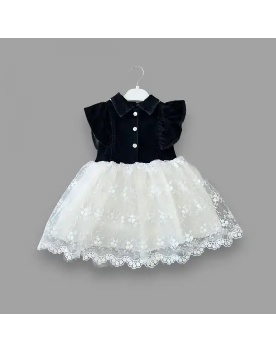 Modern Siyah Kız Çocuk Elbisesi