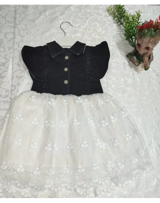 Modern Siyah Kız Çocuk Elbisesi