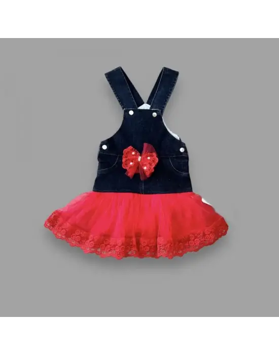 Göz Alıcı Tül Etek Salopet Kız Çocuk Elbisesi