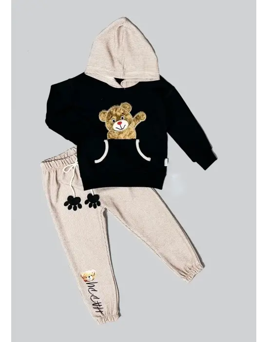 Çocuk Takımı Siyah Uzun Kollu Sweatshirt