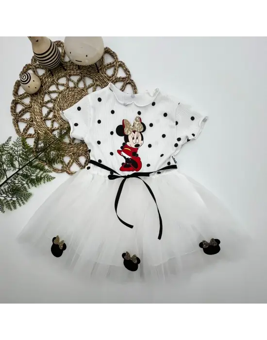 Modern Mickey Baskılı Kız Bebek Tütü Elbisesi