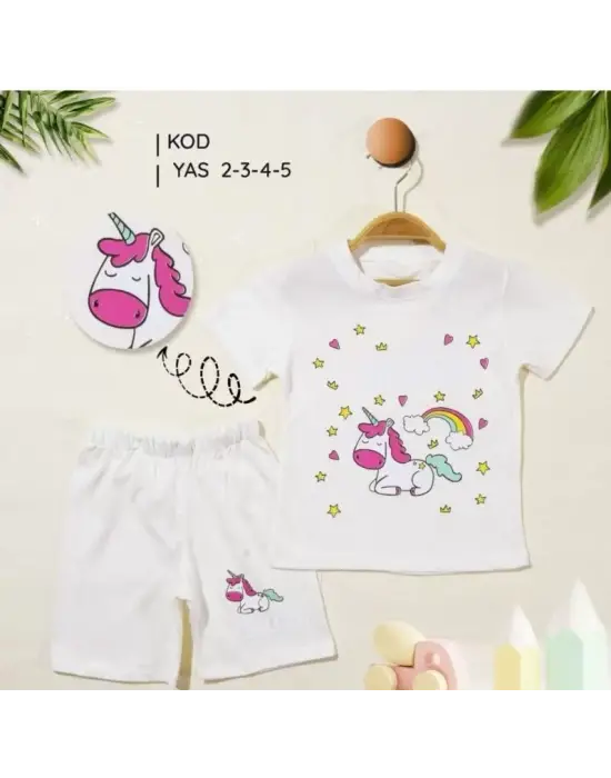 2/5 Yaş Unicorn Baskılı Çocuk Takımı