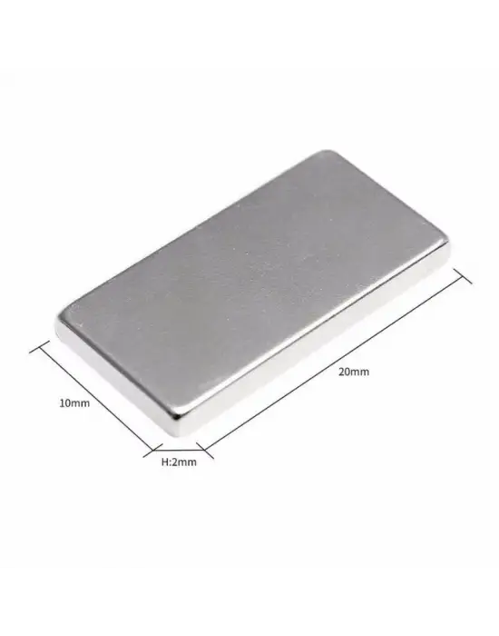 2 Adet 20x10x2 Mm Neodyum Mıknatıs Köşeli Magnet N35 Nikel Kaplama Güçlü Kaliteli Dayanıklı