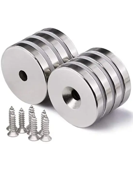 2 Adet 25x10/5x5,5 Mm Neodyum Mıknatıs Havşa Delikli Magnet Vida Atılabilir N35 Nikel Paslanmaz