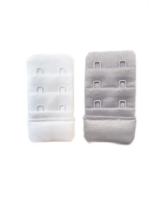 2 Adet Agraf Sütyen Uzatma Kopçası 3 Sıra / 2 Kanca  Beyaz Gri