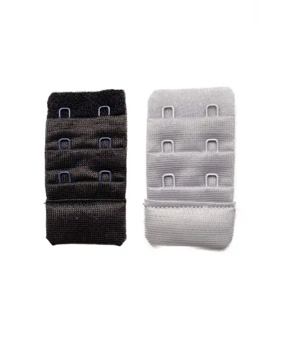 2 Adet Agraf Sütyen Uzatma Kopçası 3 Sıra / 2 Kanca Siyah Gri