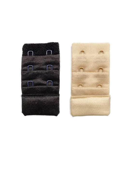 2 Adet Agraf Sütyen Uzatma Kopçası 3 Sıra / 2 Kanca Siyah Ten