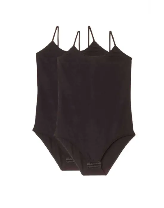 Kadın Çıtçıtlı Siyah İp Askılı Body