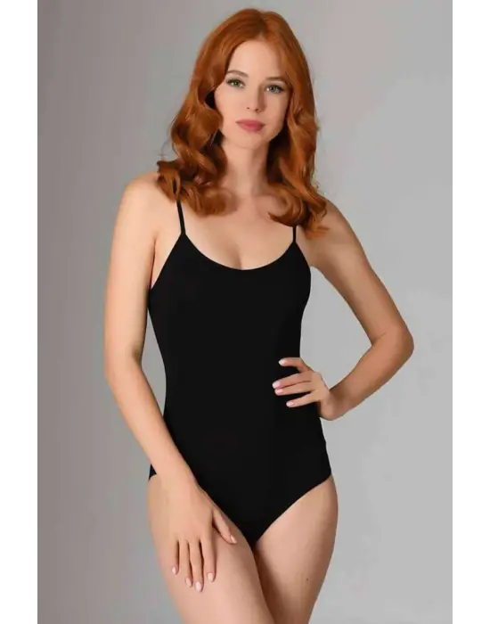 2 Adet İp Askılı Kadın Çıtçıtlı Body Siyah ve Beyaz