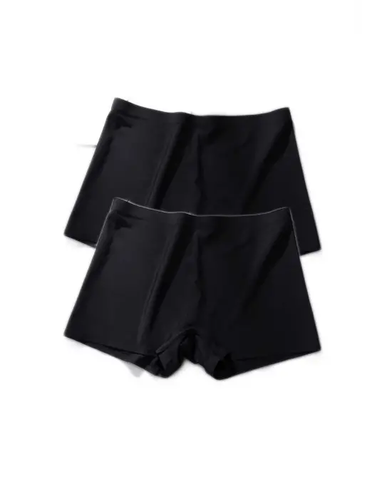 2 Adet Kadın Dikişsiz Görünmez İz Yapmaz Mini Şort Boxer Siyah