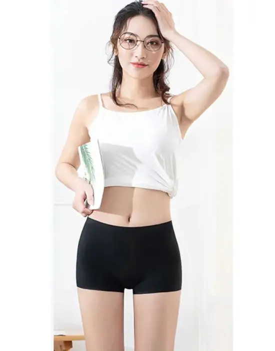 2 Adet Kadın Dikişsiz Görünmez İz Yapmaz Mini Şort Boxer Siyah