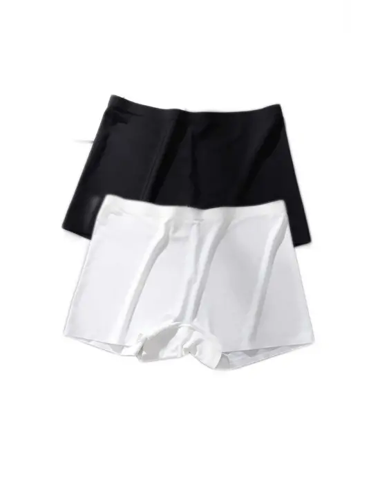 2 Adet Kadın Dikişsiz Görünmez İz Yapmaz Mini Şort Boxer Siyah Beyaz