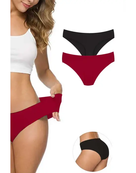 2 Adet Kadın Dikişsiz Lazer Kesim Esnek İz yapmayan Külot S4